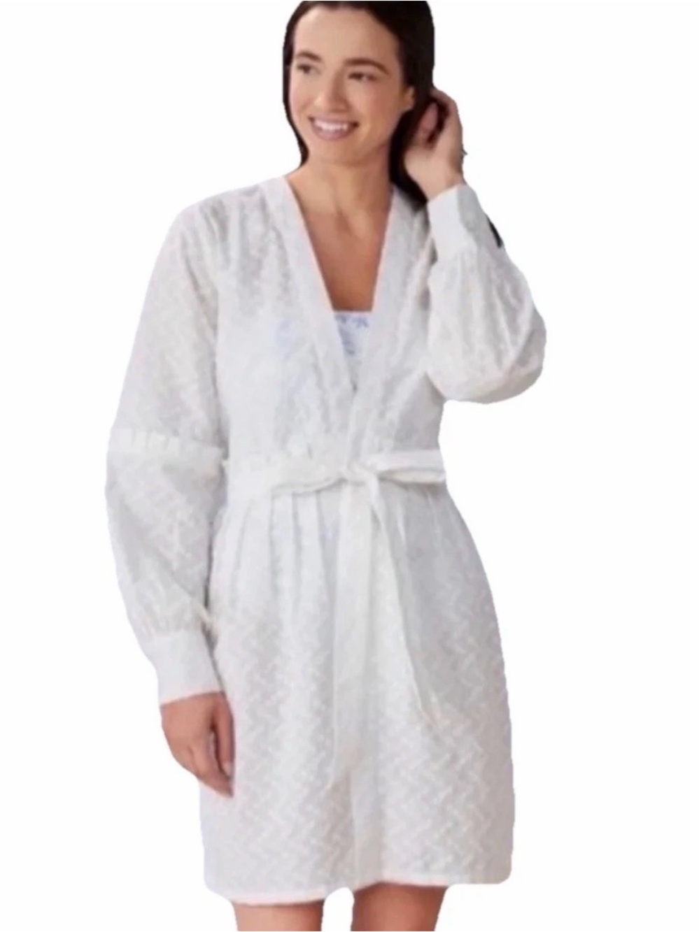 ANTONIO MELANI White Cotton Floral Tie-Waist Coverup